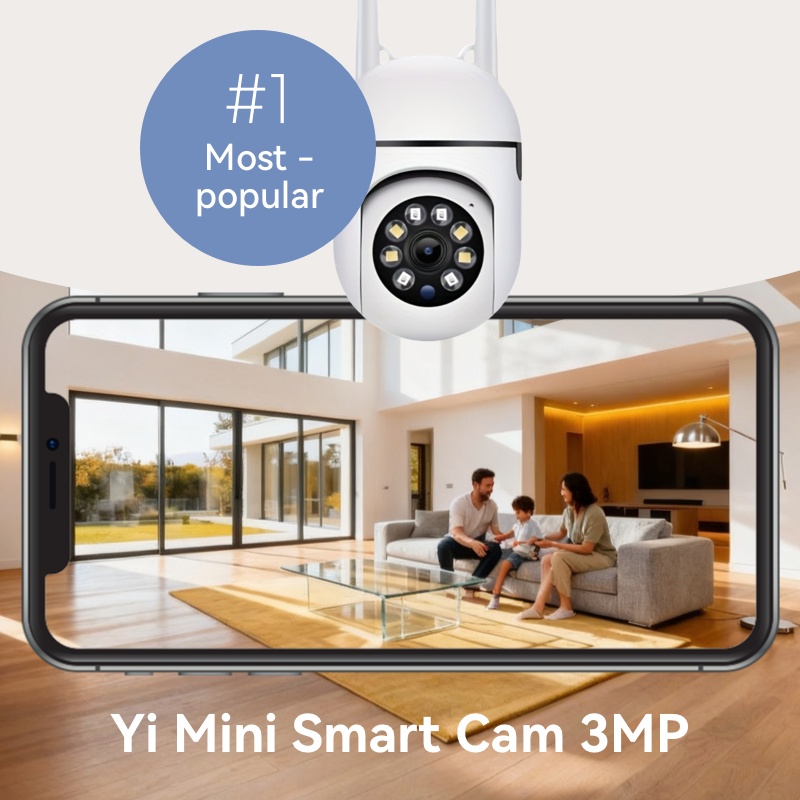YI 3MP 1296p wireless security camera front view with 360 degree pan tilt