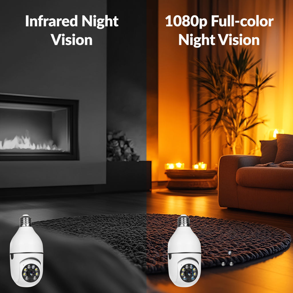 Infrared and full-color night vision from a 1080p bulb camera