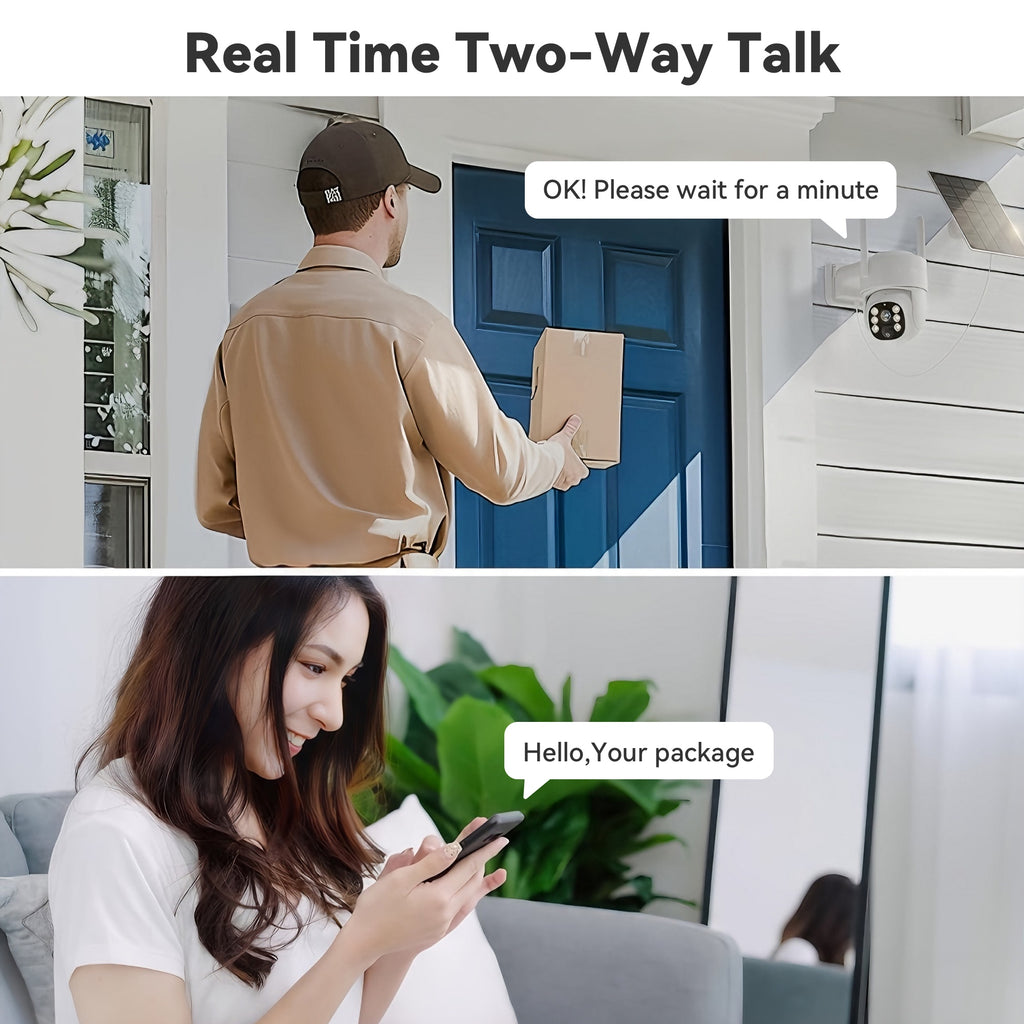 Two-way audio conversation through an outdoor security camera