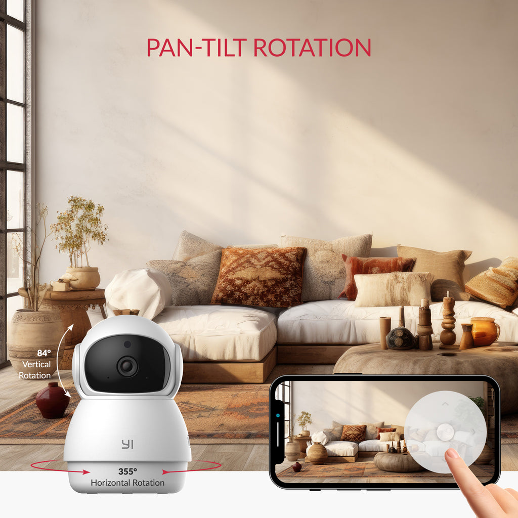 YI pan and tilt security camera providing wide indoor coverage