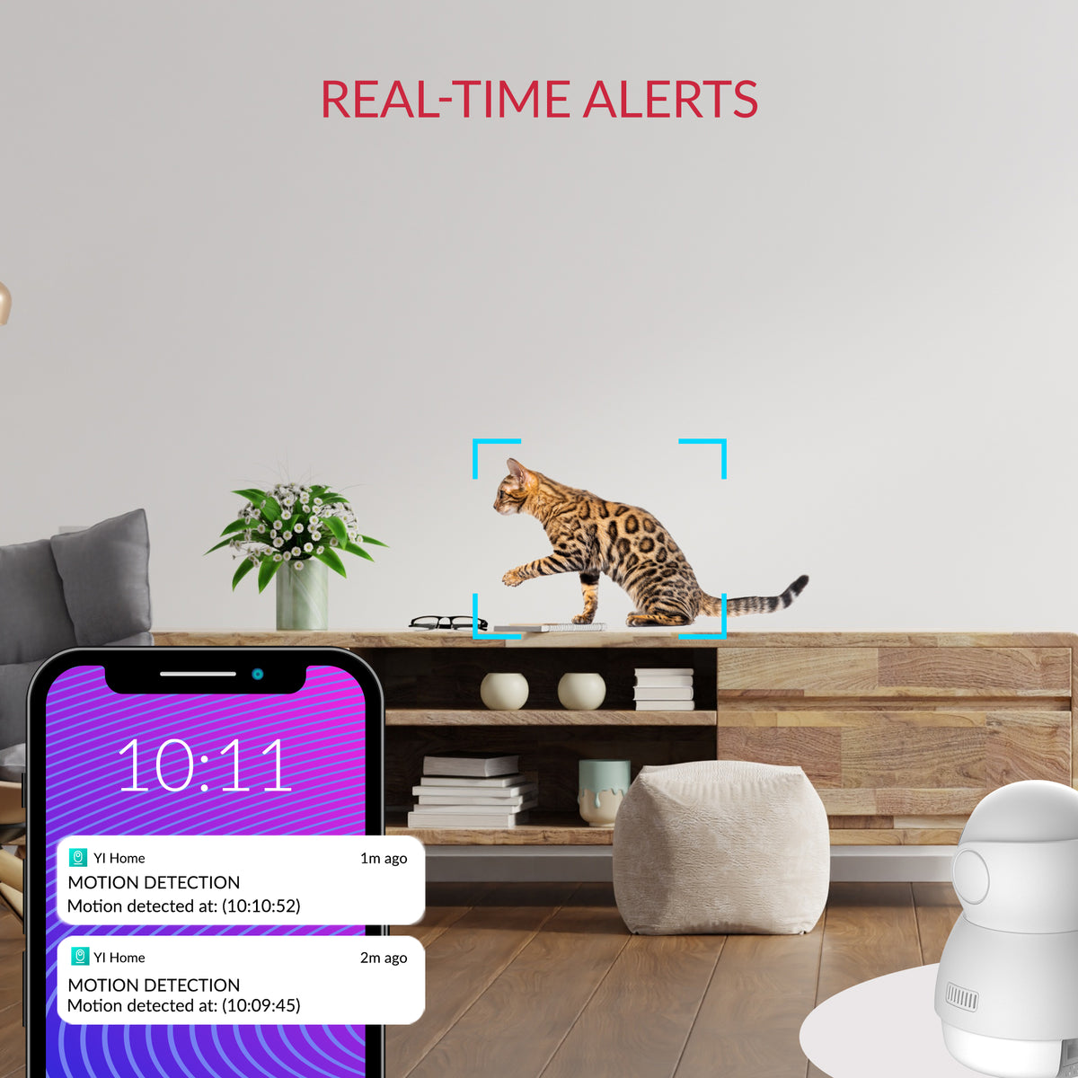 Real-time motion alerts from the YI indoor camera in the YI Home app