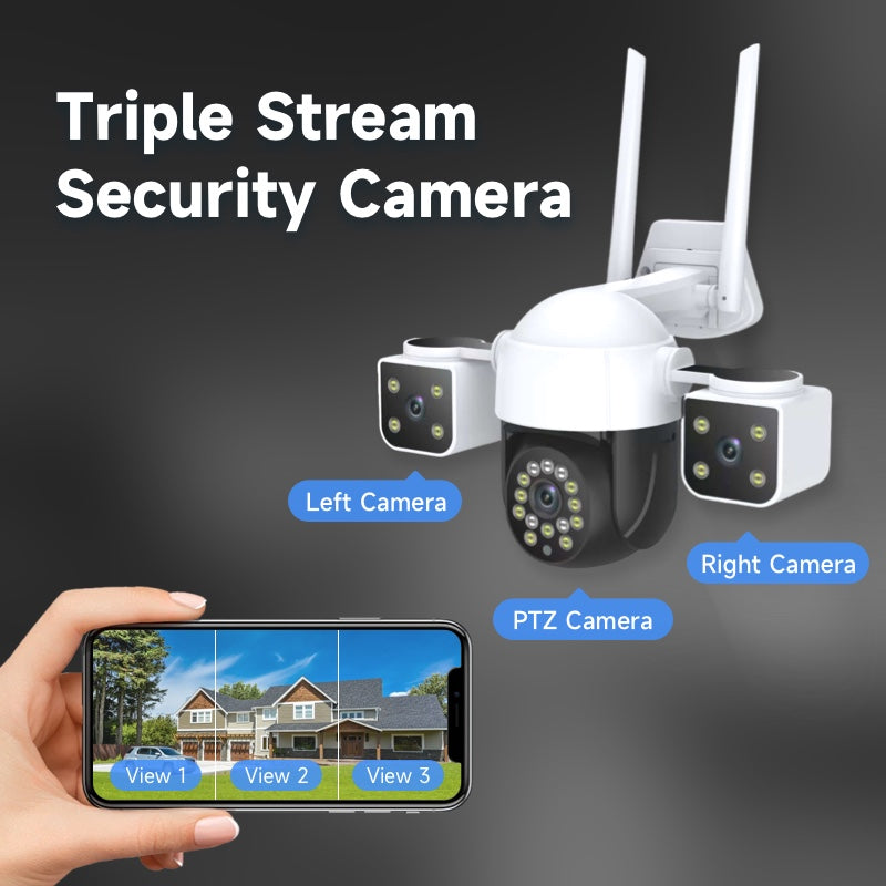 Three camera views from the left, right and pan-and-tilt lenses